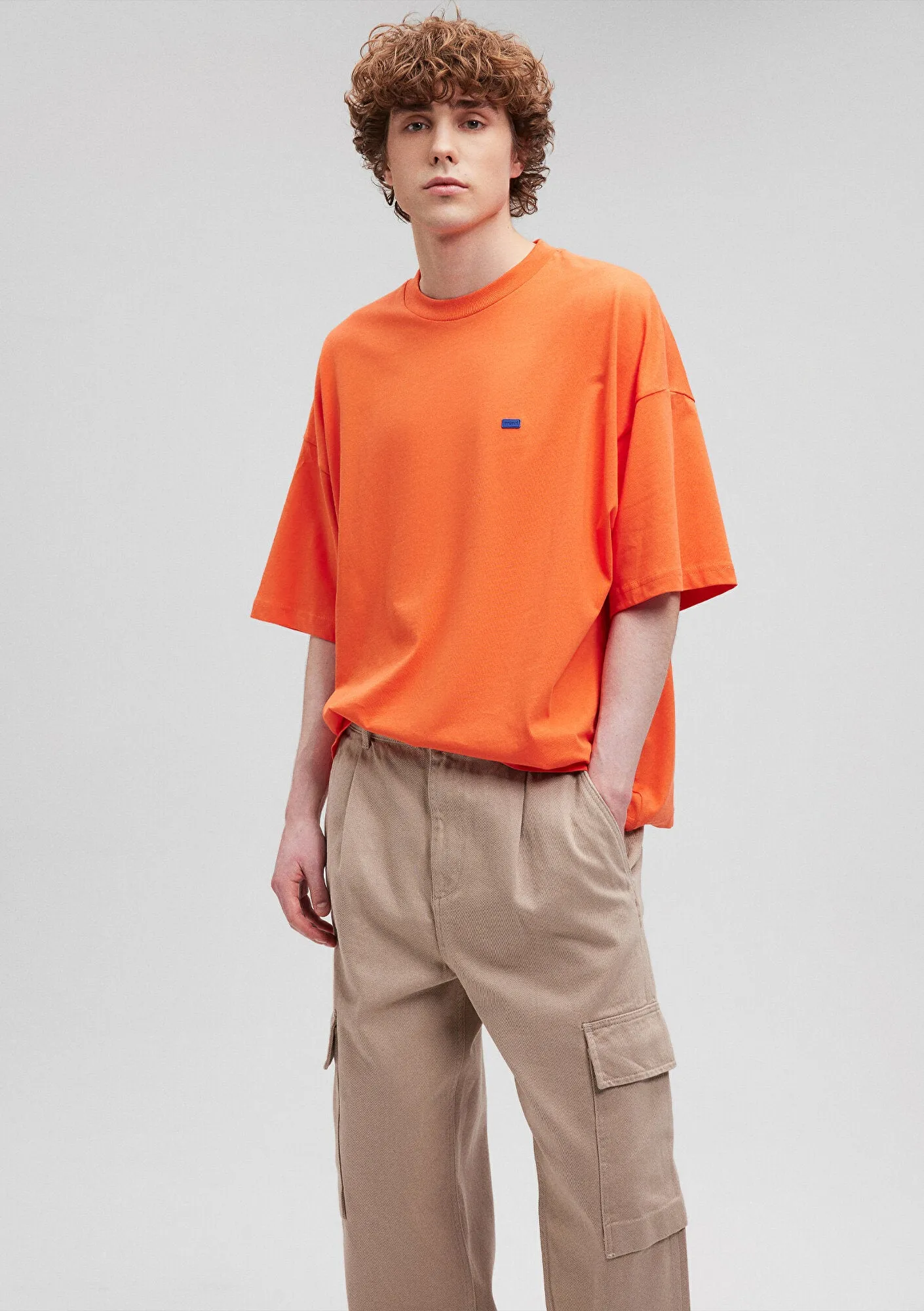 Crew Neck Orange Basic T-Shirt