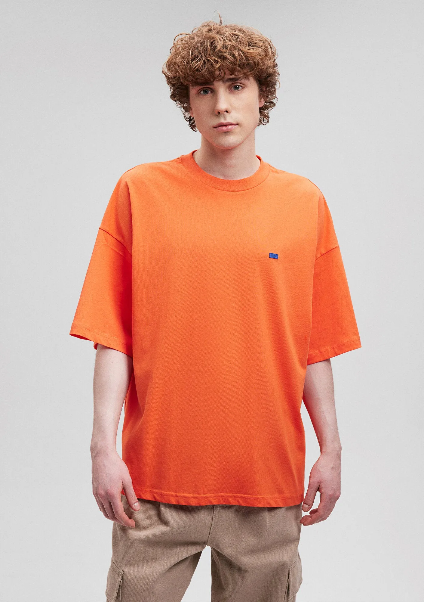 Crew Neck Orange Basic T-Shirt