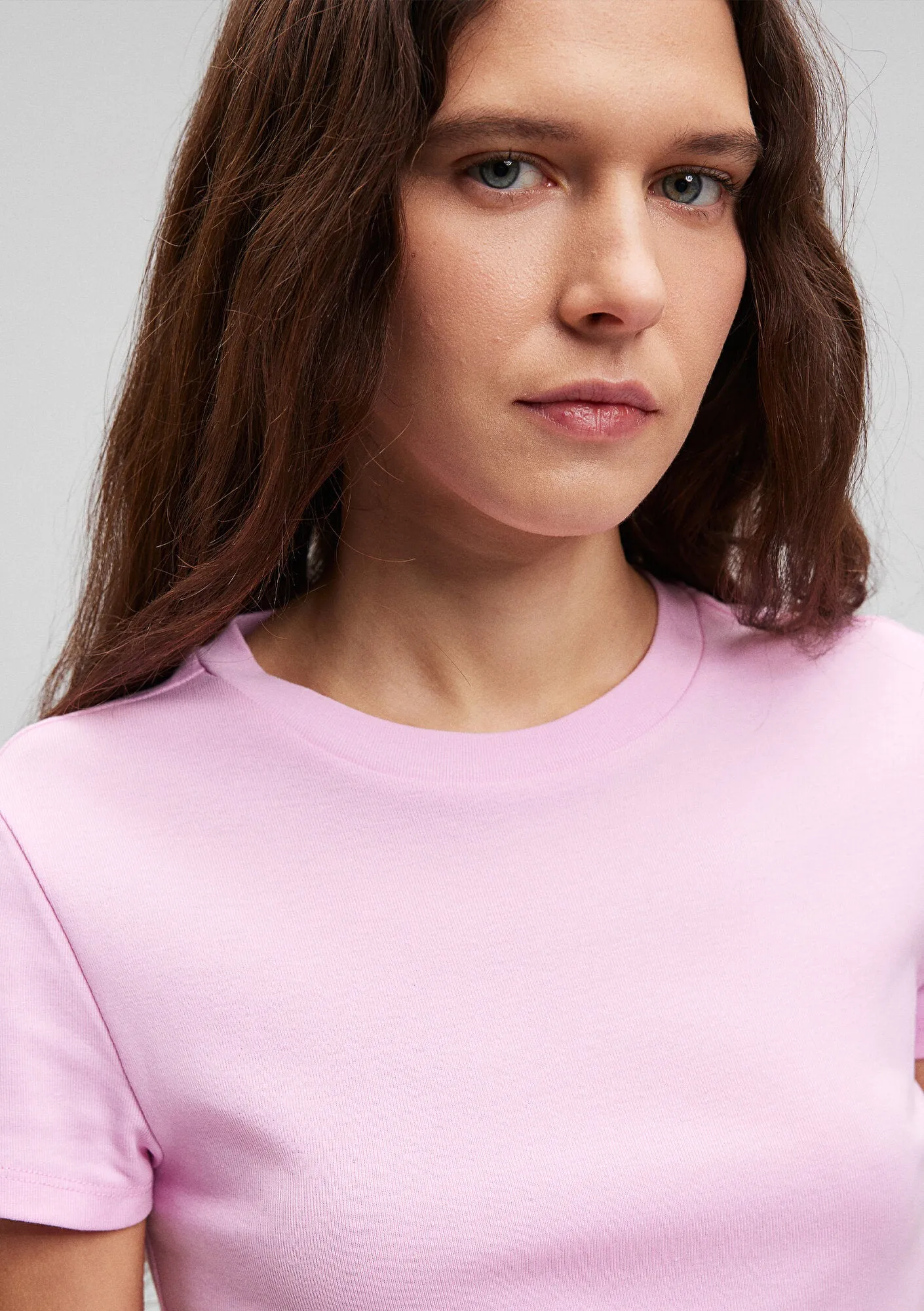 Crew Neck Pink Basic T-Shirt