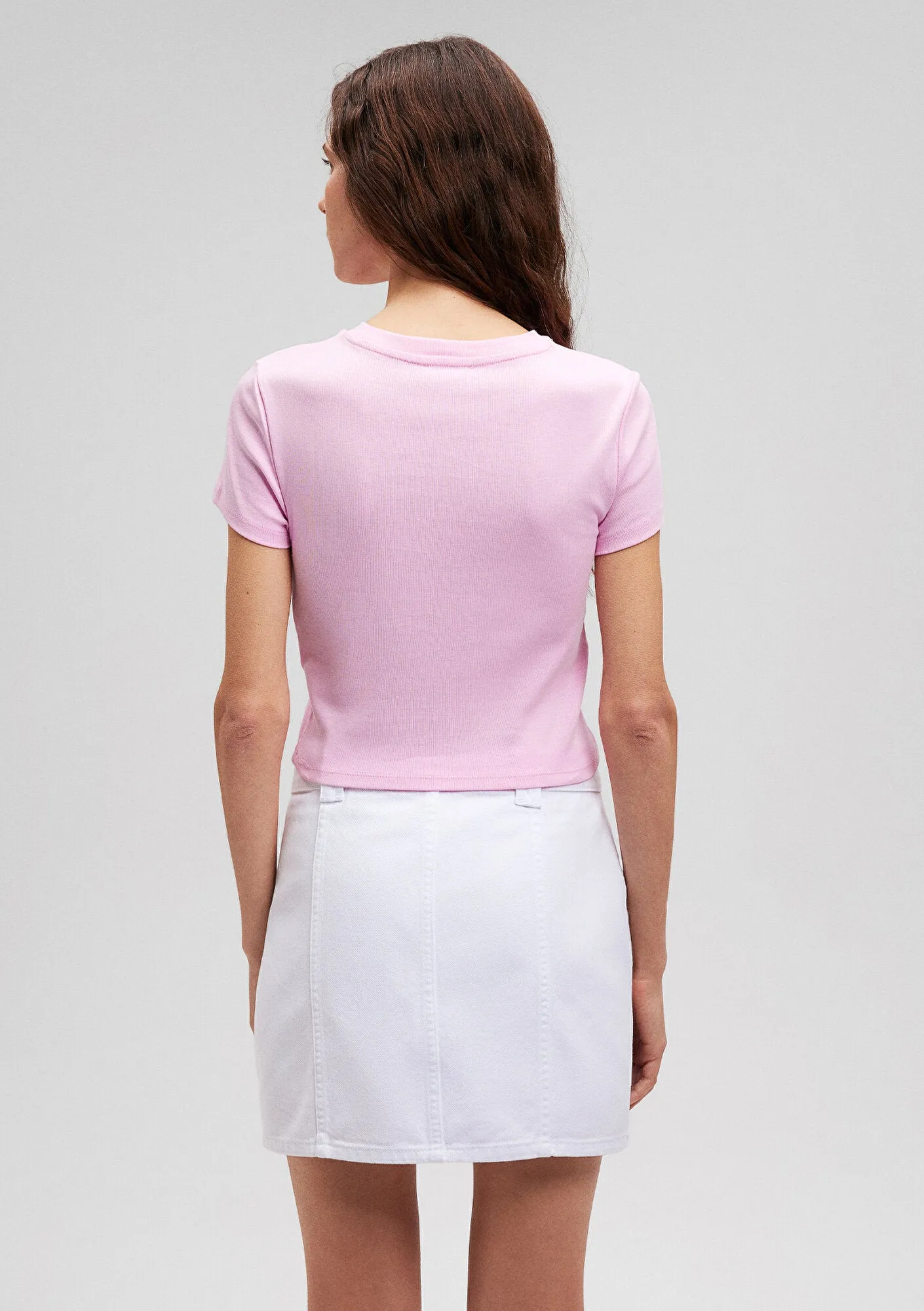 Crew Neck Pink Basic T-Shirt