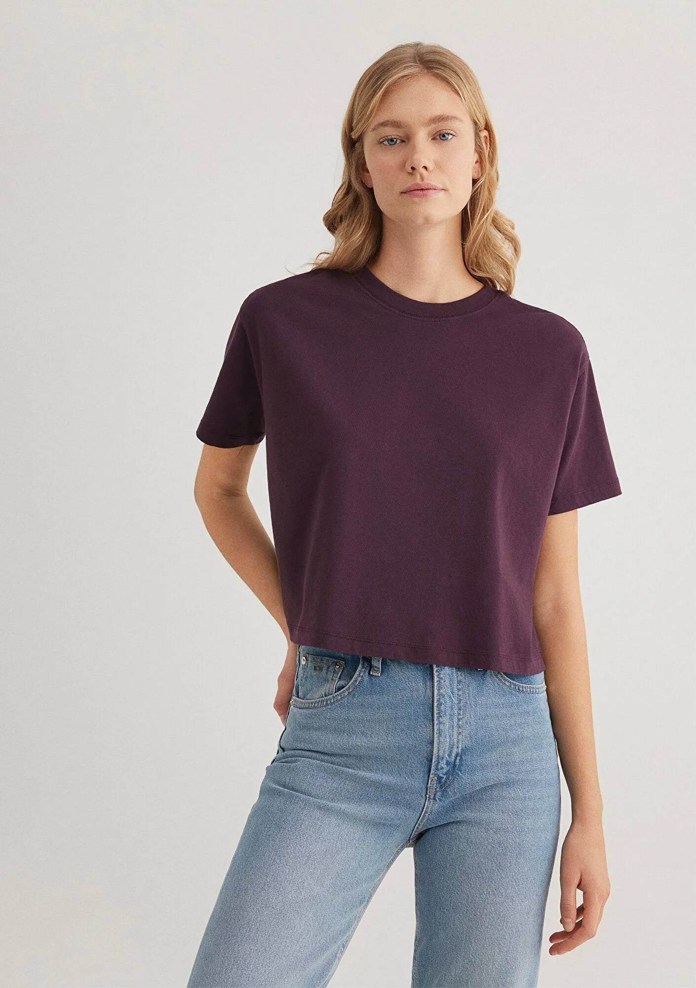 Crew Neck Purple Basic T-Shirt