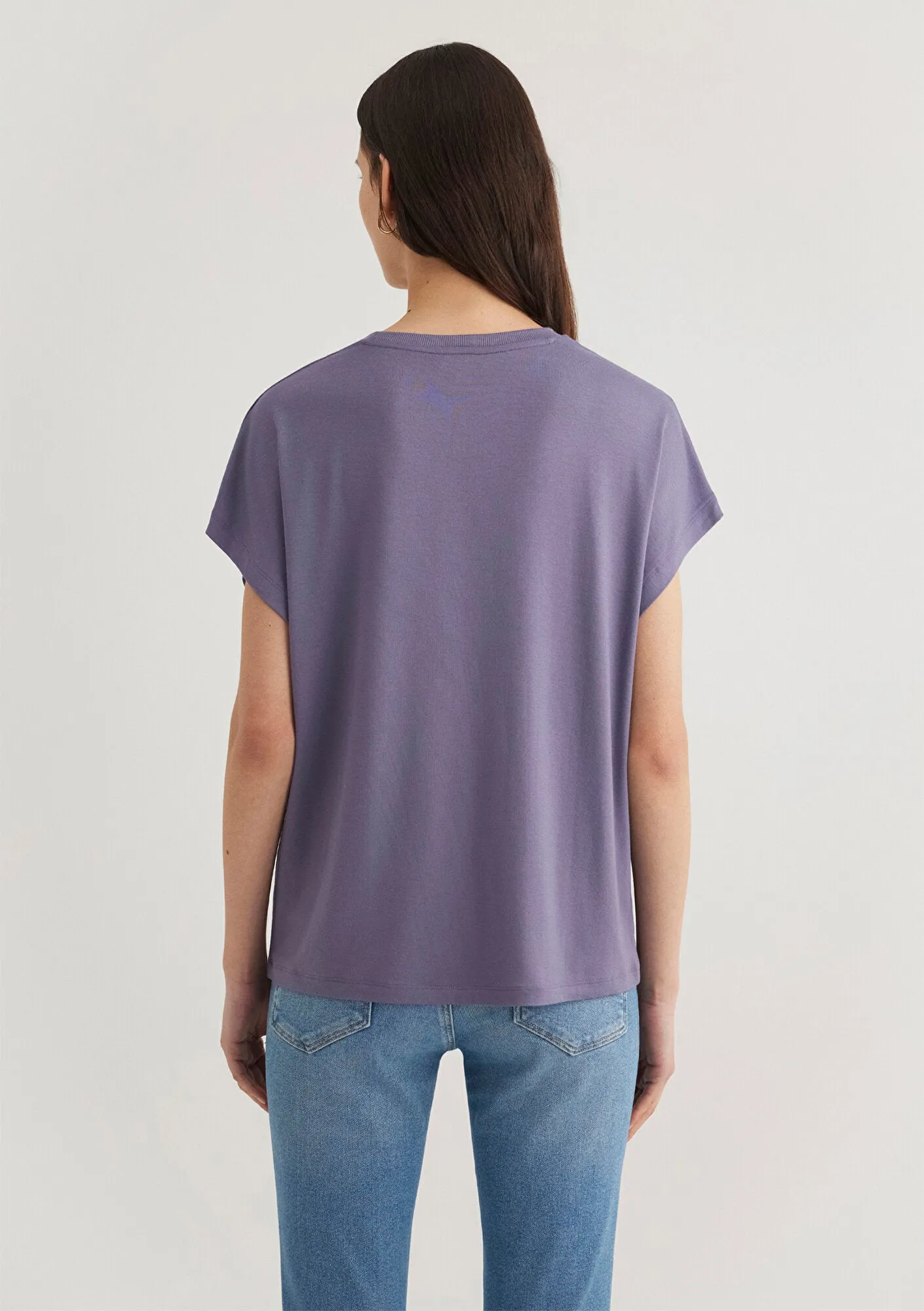 Crew Neck Purple Basic T-Shirt