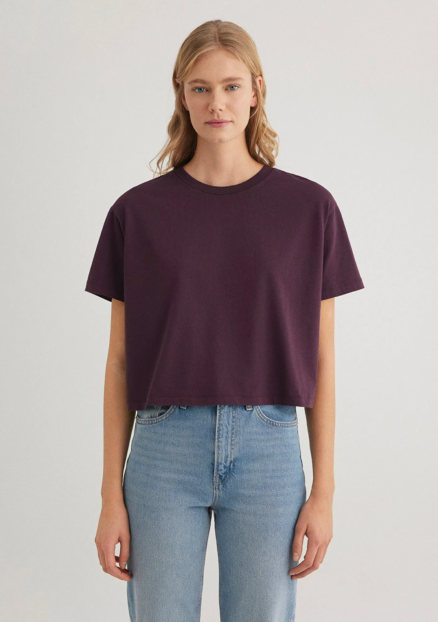 Crew Neck Purple Basic T-Shirt