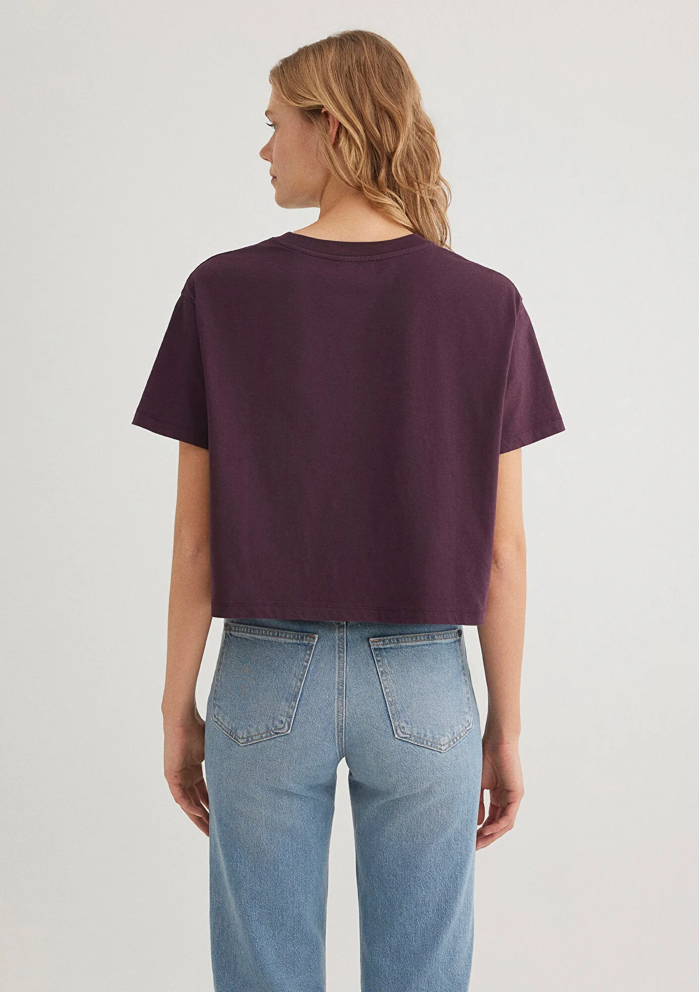 Crew Neck Purple Basic T-Shirt