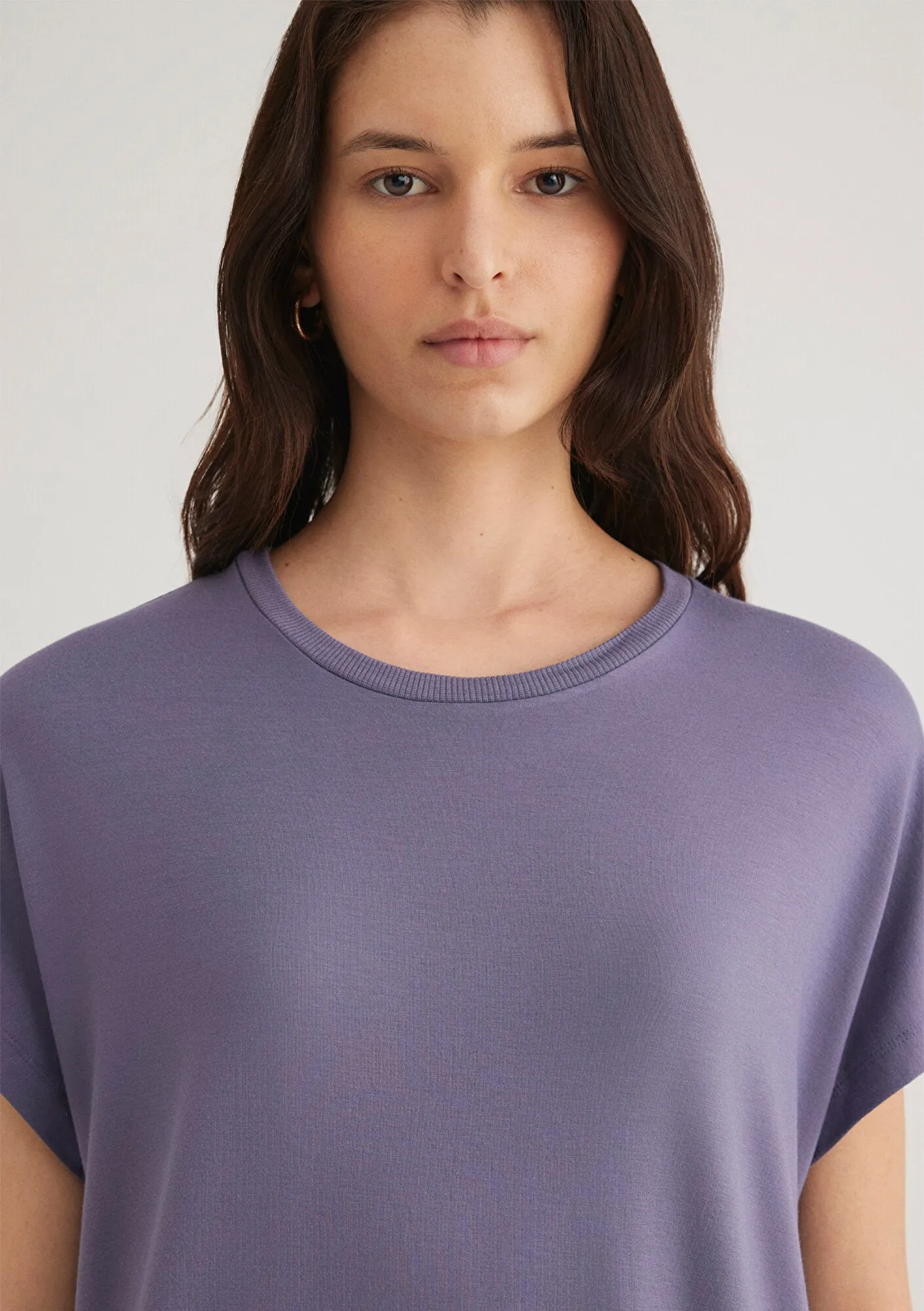 Crew Neck Purple Basic T-Shirt