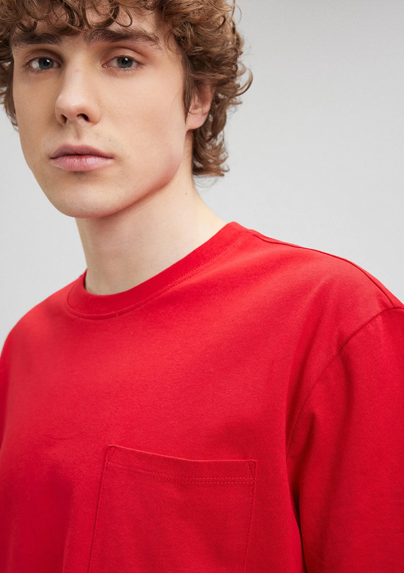 Crew Neck Red Basic T-Shirt