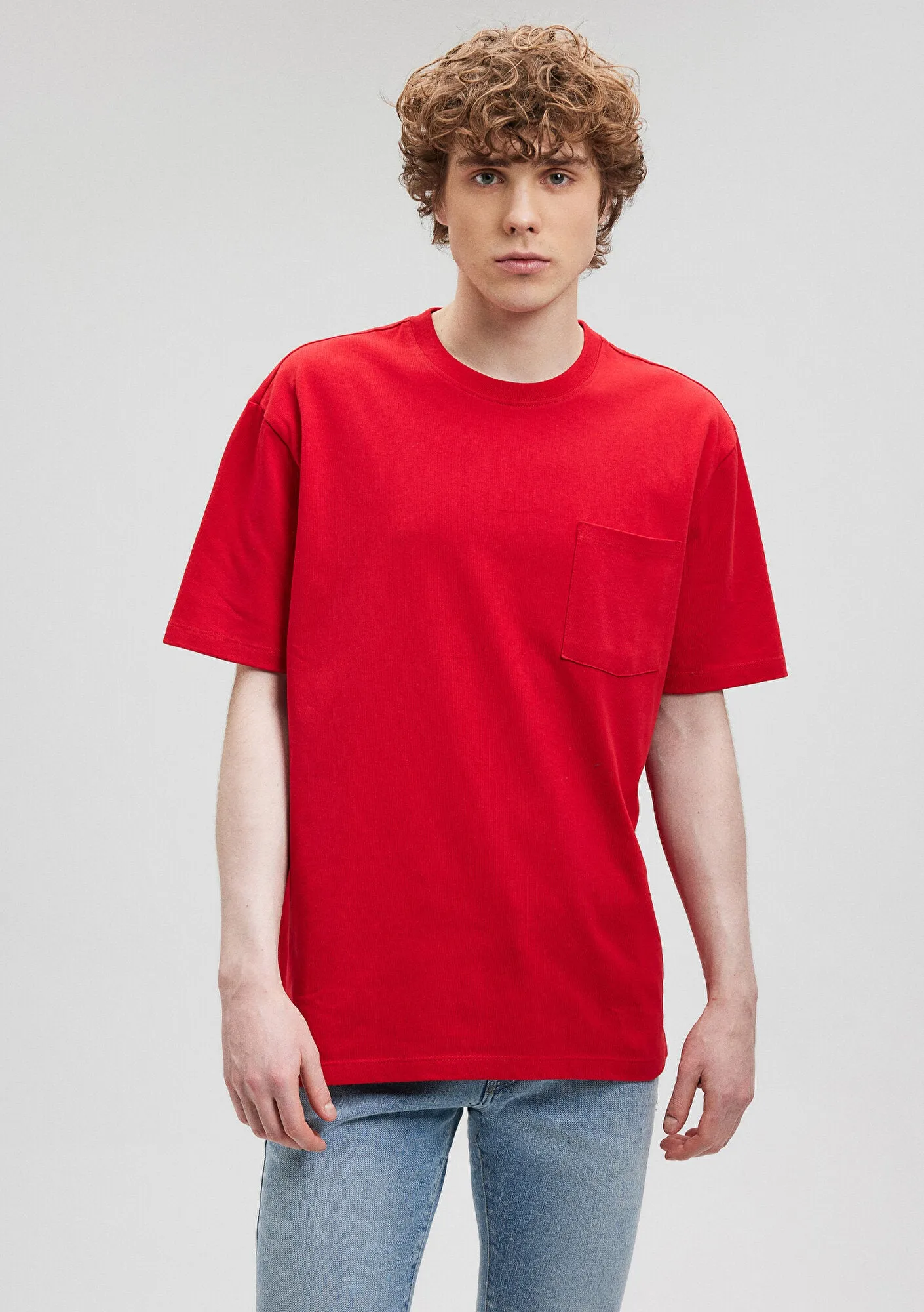 Crew Neck Red Basic T-Shirt