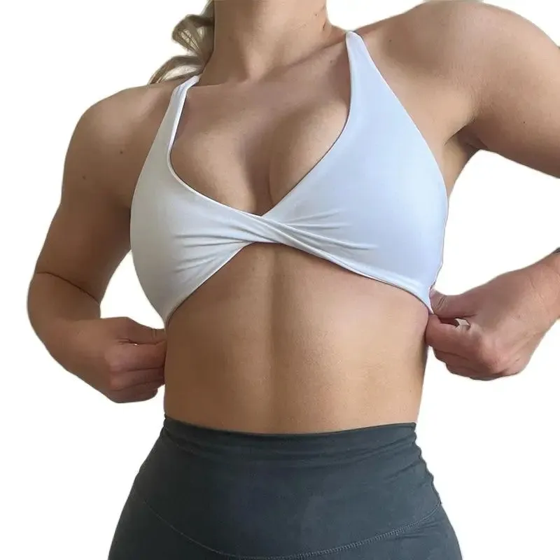 Cross Back Sports Bra with Chest Pad