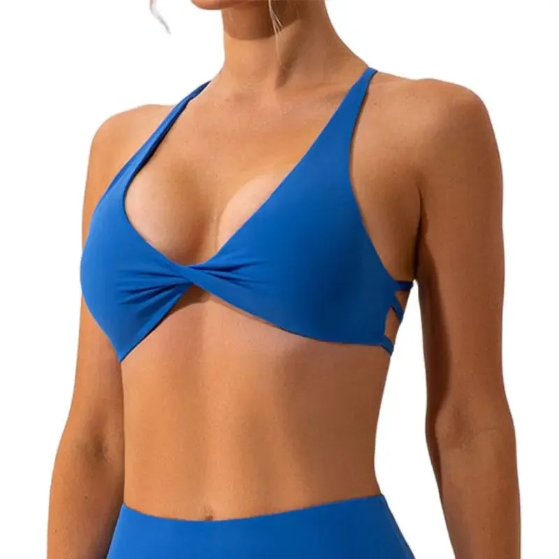 Cross Back Sports Bra with Chest Pad