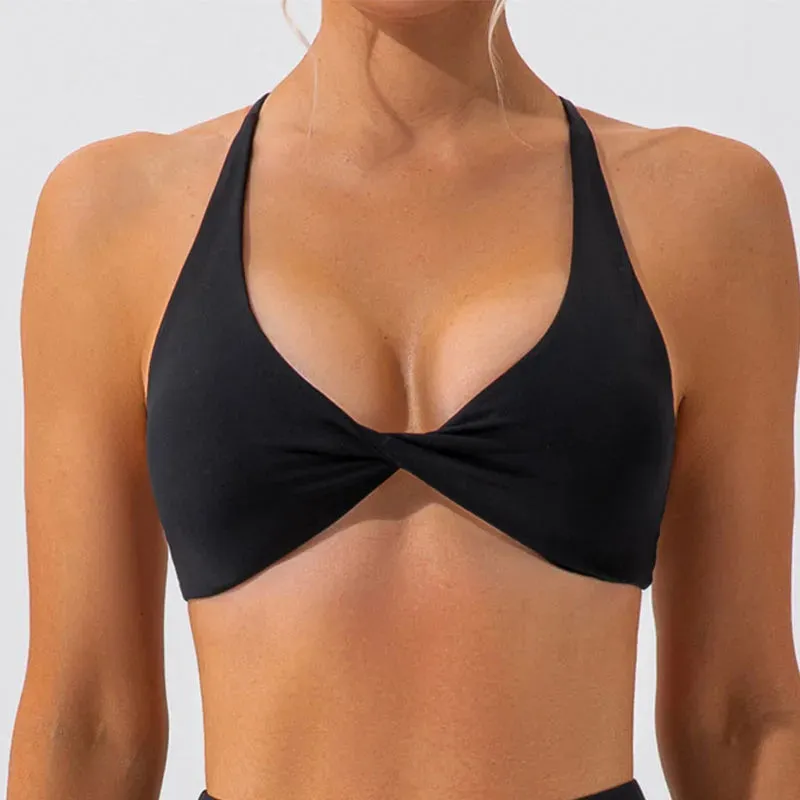 Cross Back Sports Bra with Chest Pad