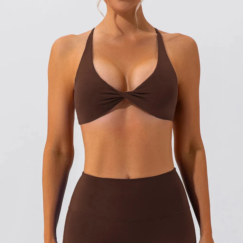 Cross Back Sports Bra with Chest Pad