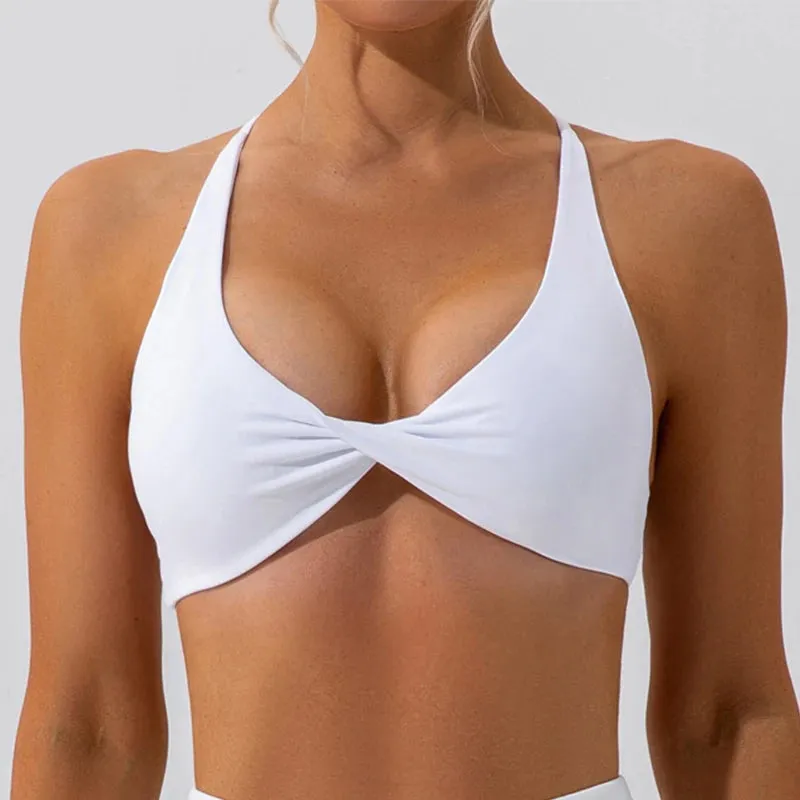 Cross Back Sports Bra with Chest Pad