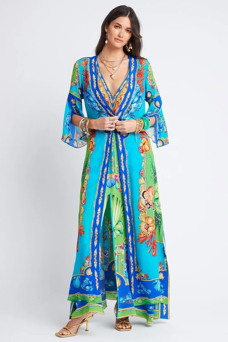 DEEP IN THE OCEAN LONG JACKET W SPLIT SLEEVES