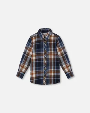 Deux Par Deux Plaid Long Sleeve Top