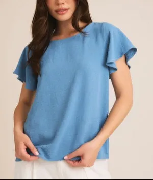 Dusty Rose Ruffle Short Sleeve Top (MAUVE ONLY)