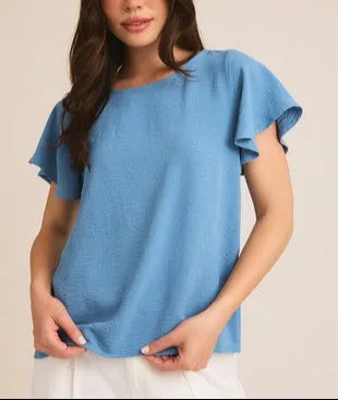 Dusty Rose Ruffle Short Sleeve Top (MAUVE ONLY)