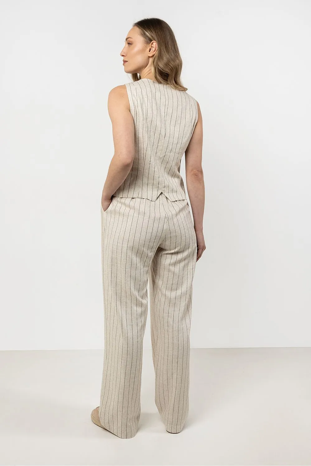 Elegant Striped Wide-Leg Linen Trousers
