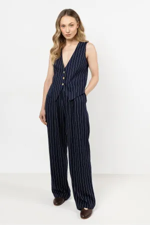 Elegant Striped Wide-Leg Linen Trousers