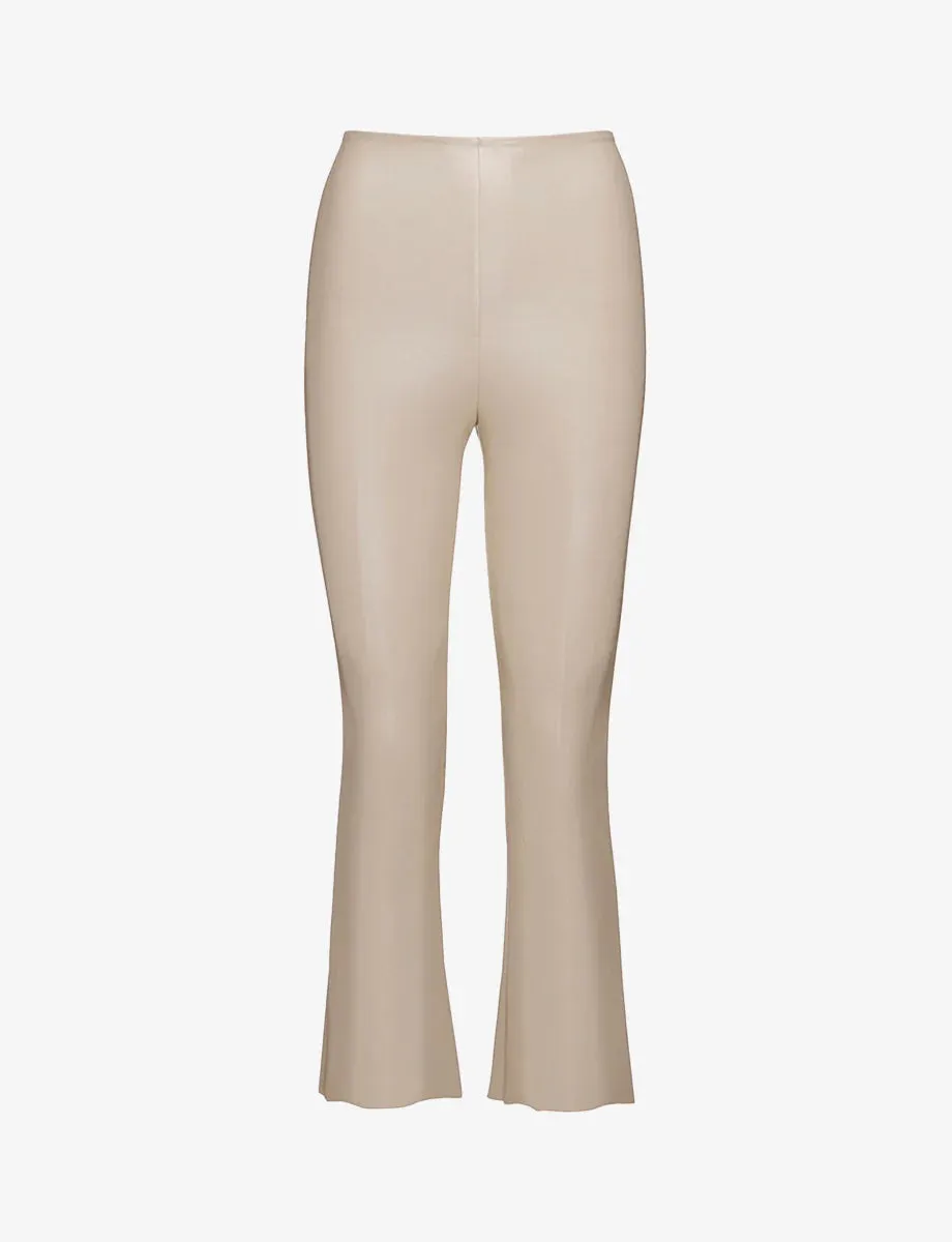 FAUX LEATHER CROP FLARE SAND