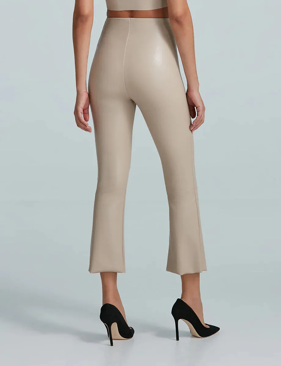 FAUX LEATHER CROP FLARE SAND
