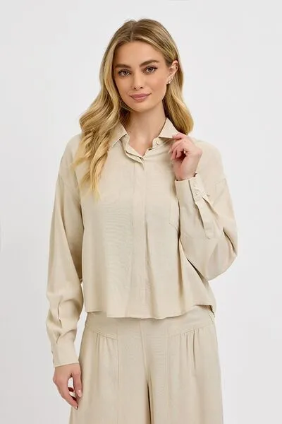 Feeling The Vibes Taupe Long Sleeve Top