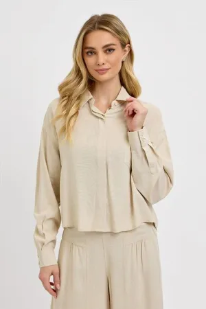Feeling The Vibes Taupe Long Sleeve Top