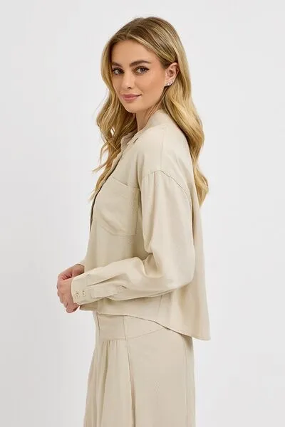 Feeling The Vibes Taupe Long Sleeve Top