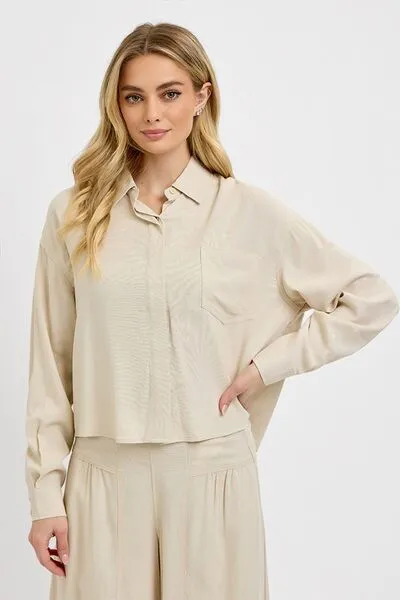 Feeling The Vibes Taupe Long Sleeve Top