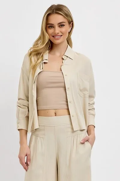 Feeling The Vibes Taupe Long Sleeve Top