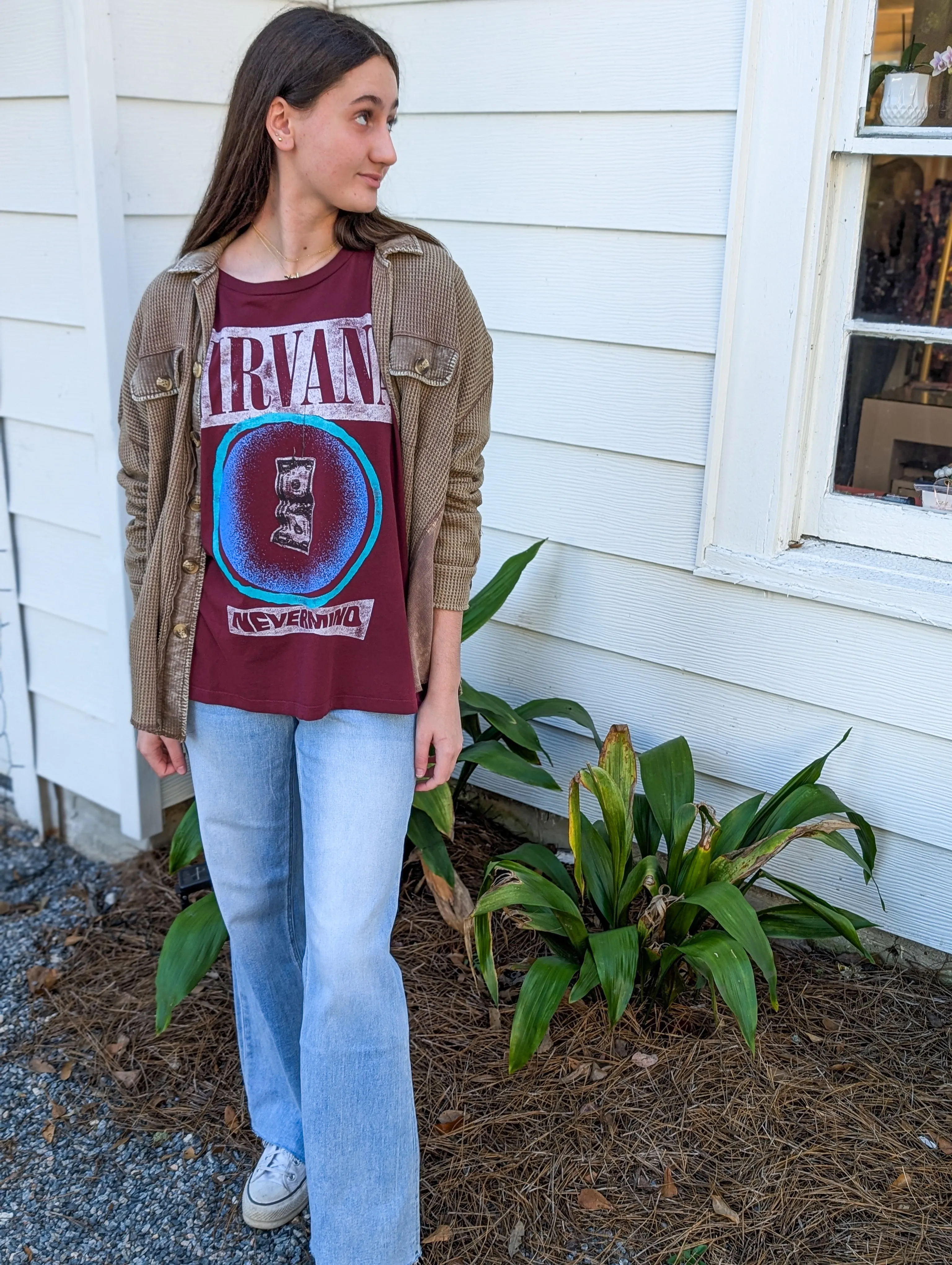 *Final Sale* DAYDREAMER Dark Cherry Red Nirvana Long Sleeve Tee