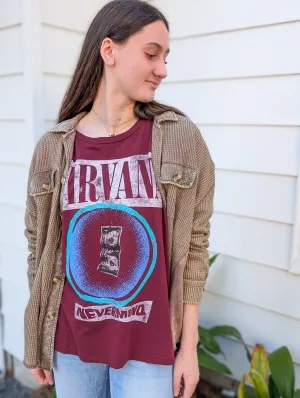 *Final Sale* DAYDREAMER Dark Cherry Red Nirvana Long Sleeve Tee
