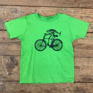 Fish on Bike Kids Tee - Apple Green