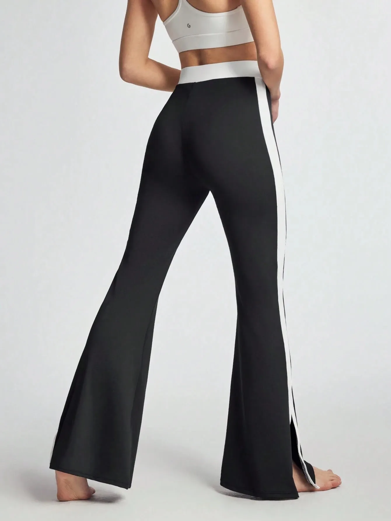 Flared Sports Leggings with Split Wide Leg