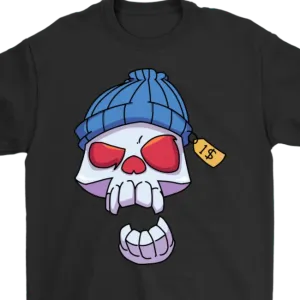 Funny Skull T-shirt, Punk Skull Shirt, Gift for Punk Rocker, Skull in Cap T-shirt