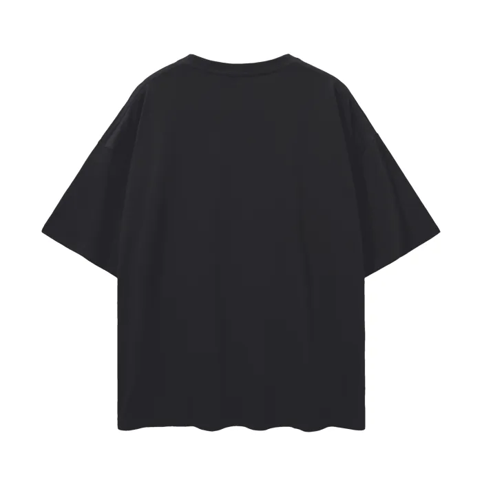Future is Fluid Graphic Tee Teal and Purple Surreal Graphic Tee on front of Black Oversize Deep Drop Shoulder Tee - 190 GSM