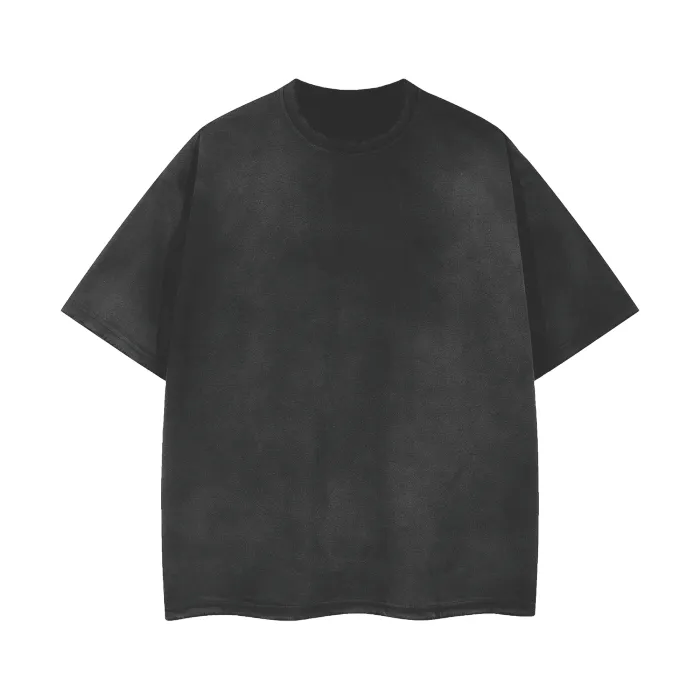 Genderqueer _ Non-Binary Gender Symbol Design Celestial Streetwear Style on Black Vintage Wash Frayed T-Shirt - 260 GSM