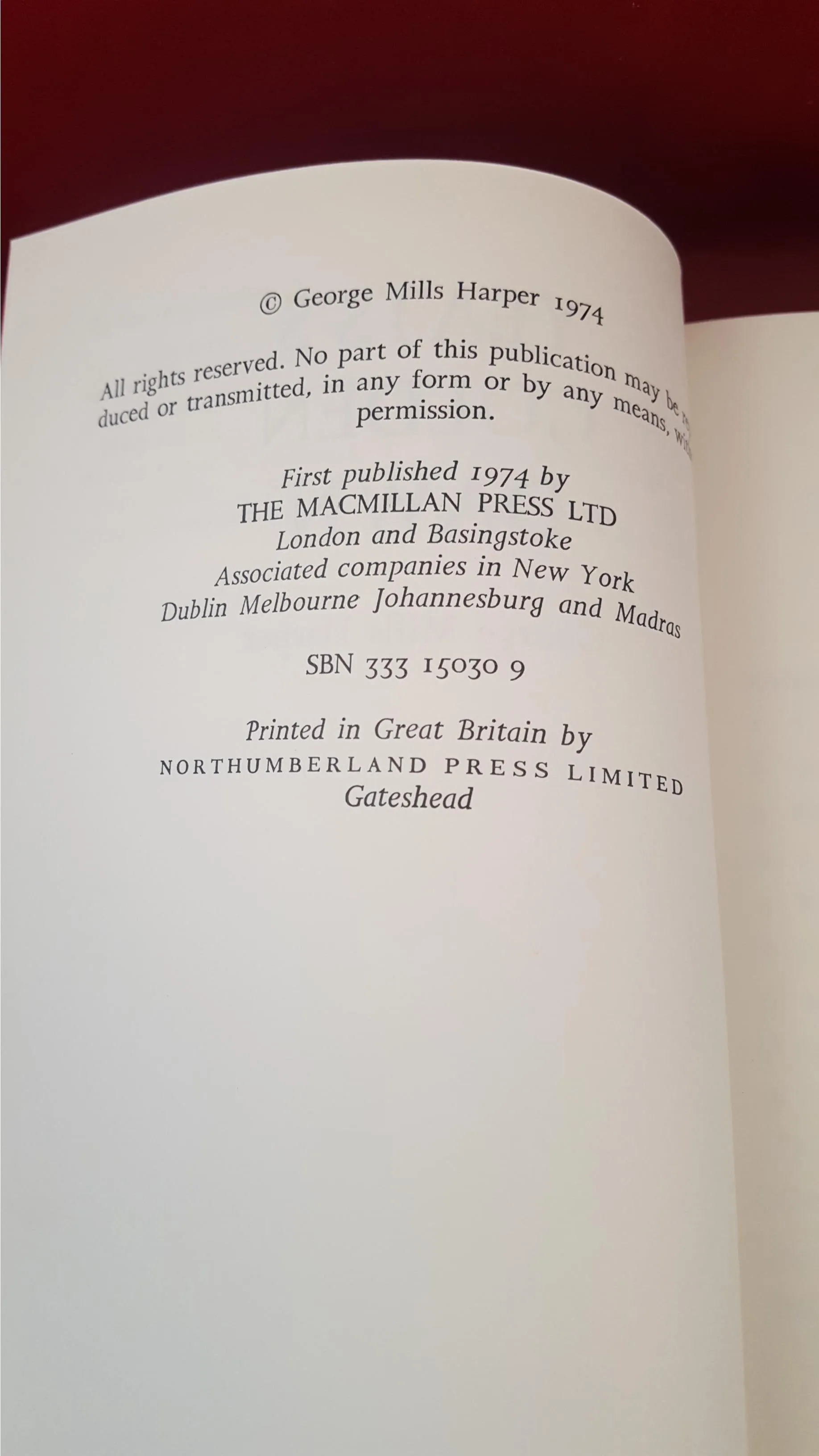George Mills Harper - Yeats's Golden Dawn, Macmillan, 1974, First Edition