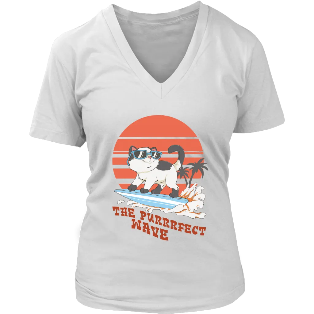 Gift for Surfer, Gift for Cat Lover, Surfer Cat T-shirt, Surfing Cat Shirt, Funny Cat Shirt, Funny Surfer T-shirt