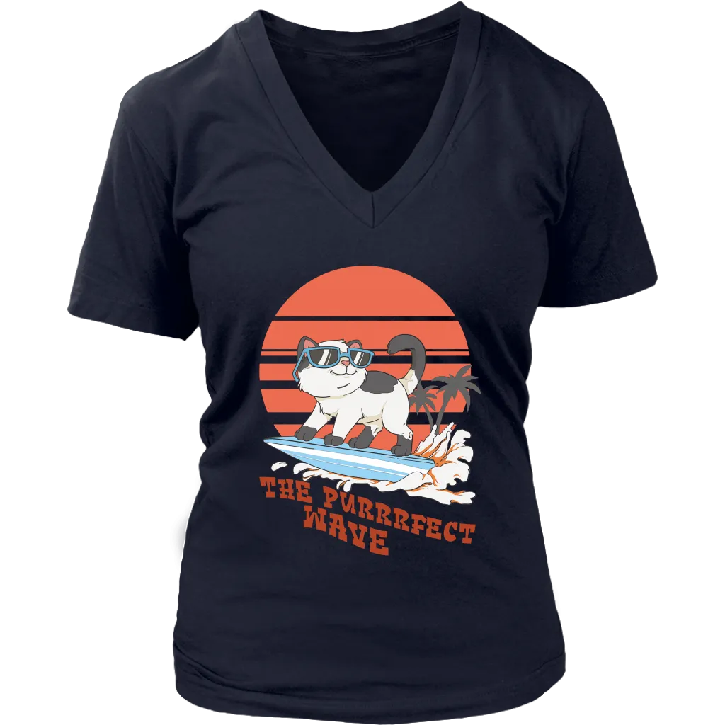 Gift for Surfer, Gift for Cat Lover, Surfer Cat T-shirt, Surfing Cat Shirt, Funny Cat Shirt, Funny Surfer T-shirt