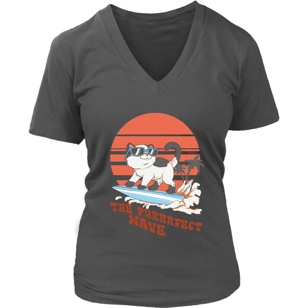 Gift for Surfer, Gift for Cat Lover, Surfer Cat T-shirt, Surfing Cat Shirt, Funny Cat Shirt, Funny Surfer T-shirt