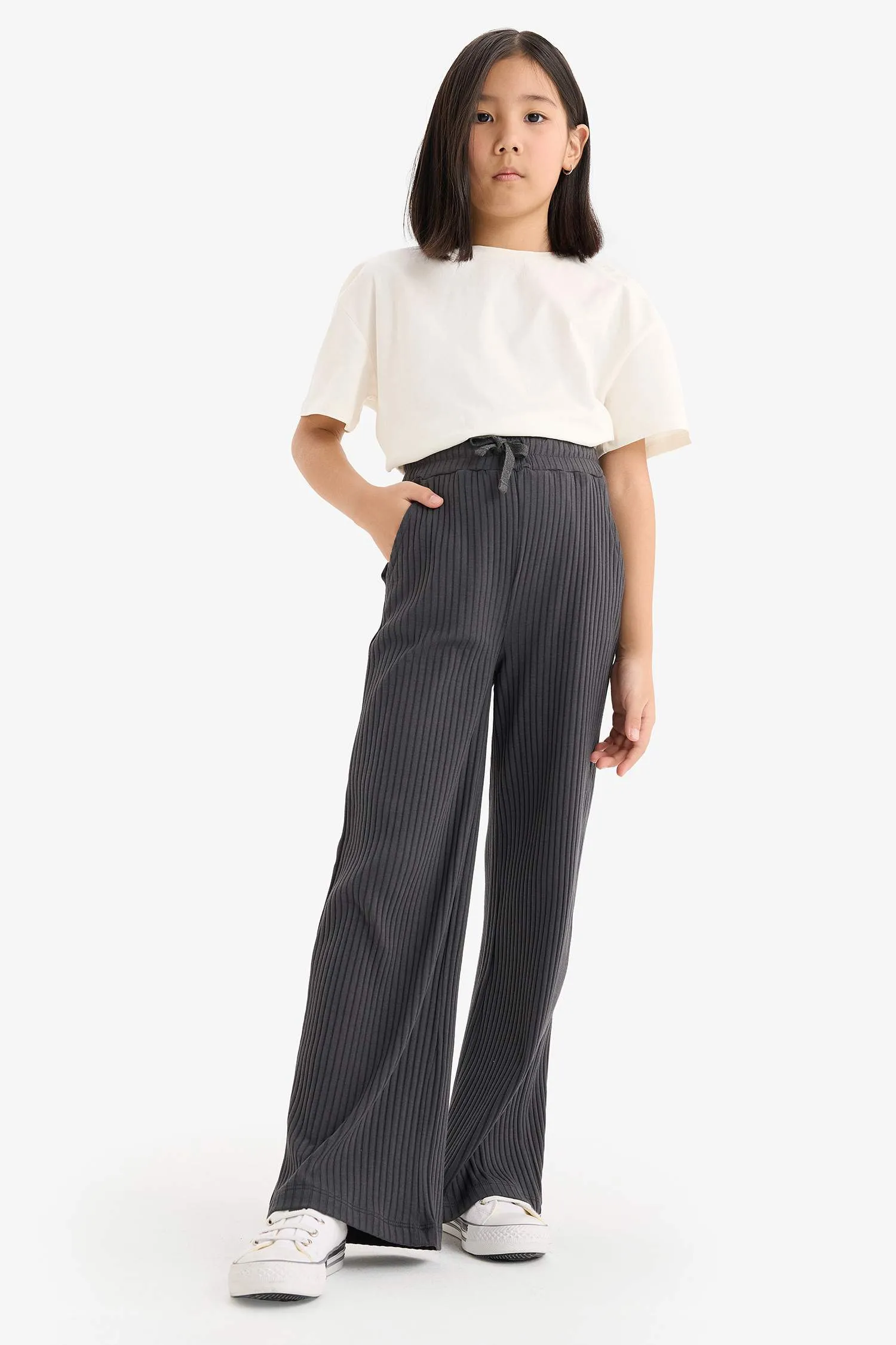 Girl Kids Flexible Tiend Wide LegLarge Leg Pants