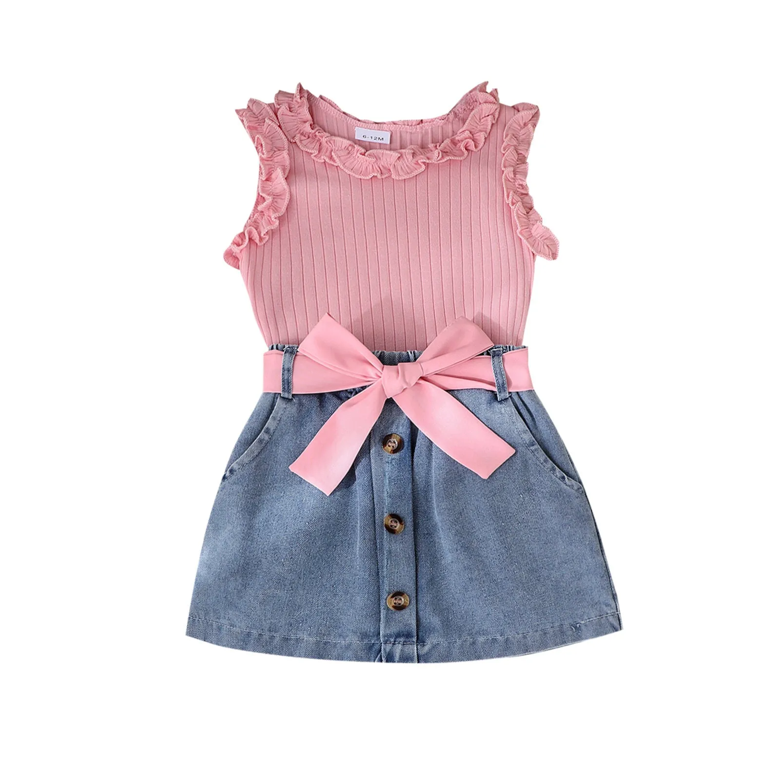 Girls suit sleeveless round neck vest   denim shorts new products