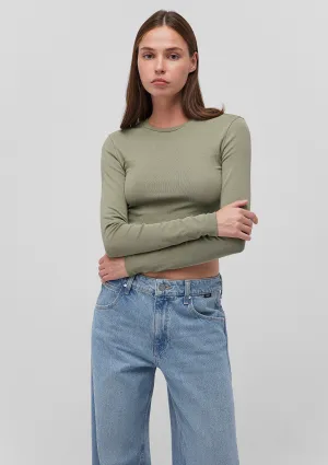 Green Long Sleeve Crop Basic T-Shirt
