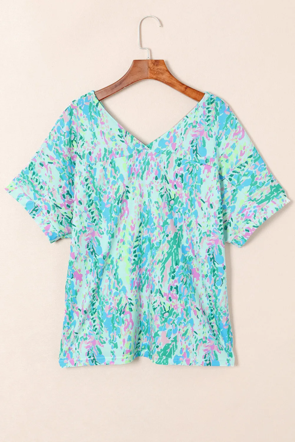 Green Loose Painted Floral Tee