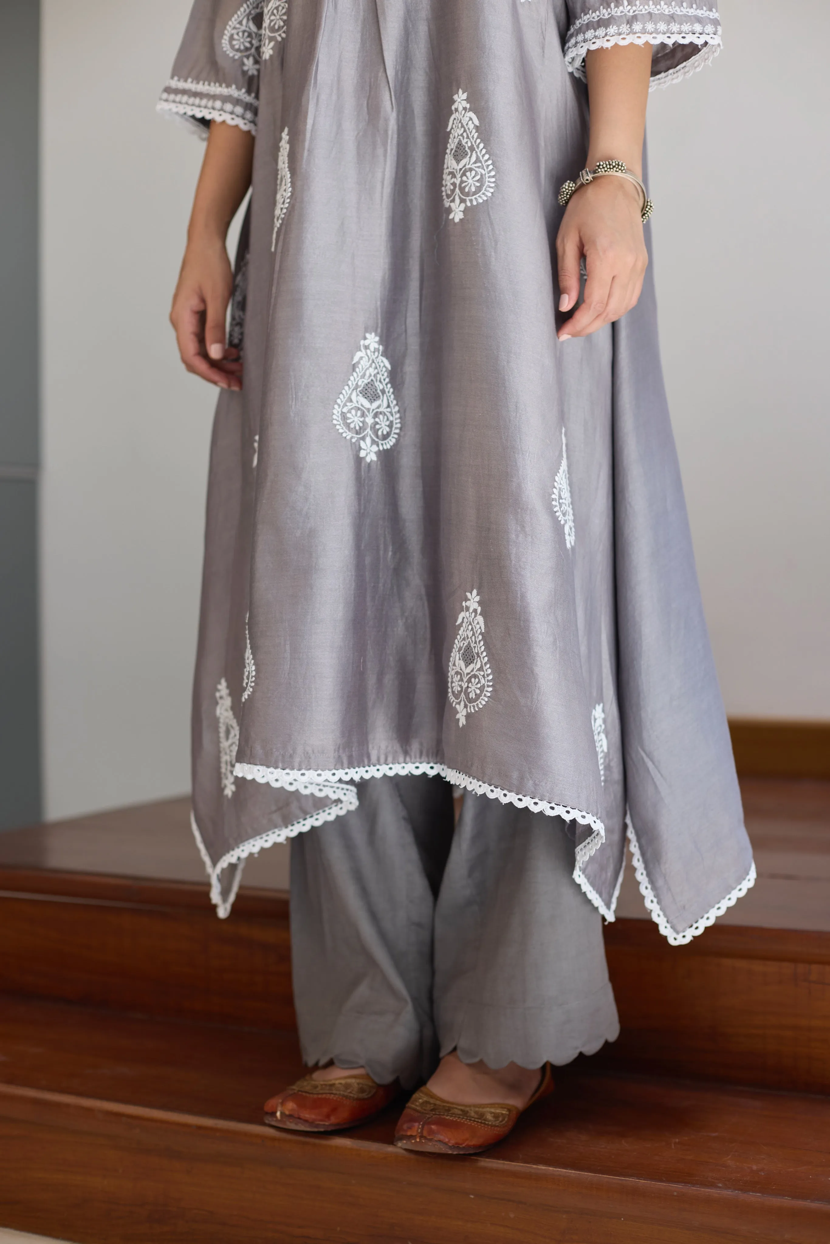 GREY ASYMMETRICAL KURTA