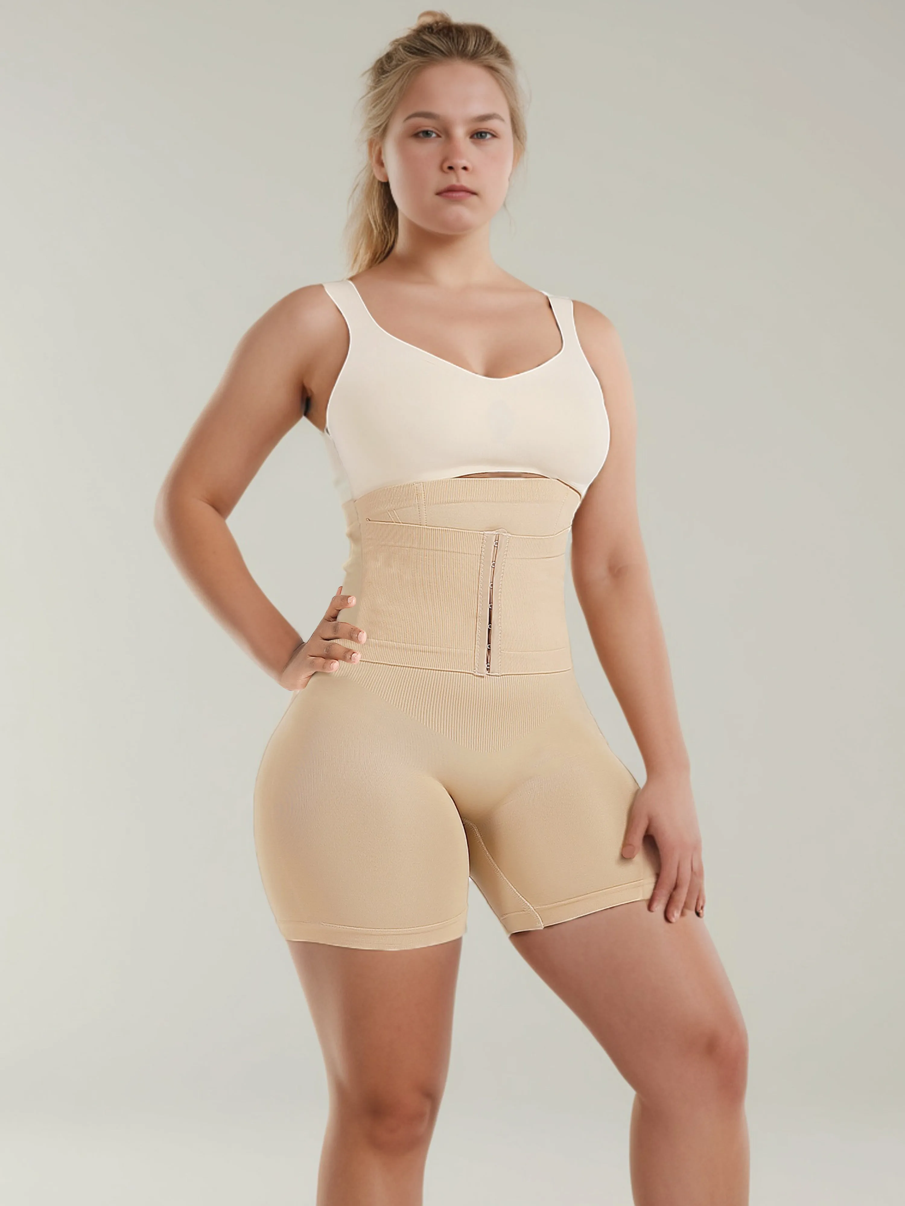 Hip Lifting & Tummy Tucking Waistband Buttoned Shapewear Pants
