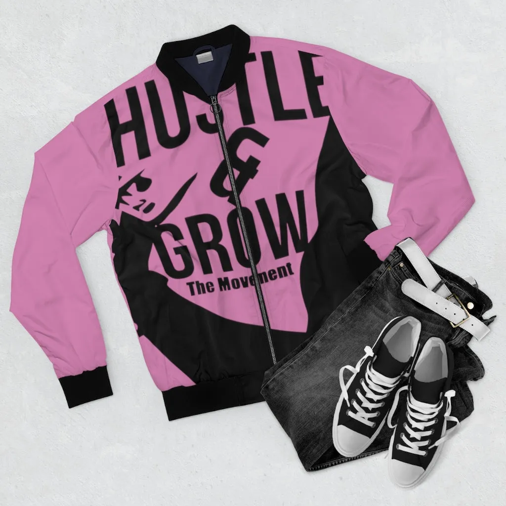 Hustle & Grow Bomber Jacket (Light Pink)