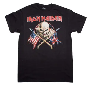 Iron Maiden Crossed Flags Mens T Shirt Black