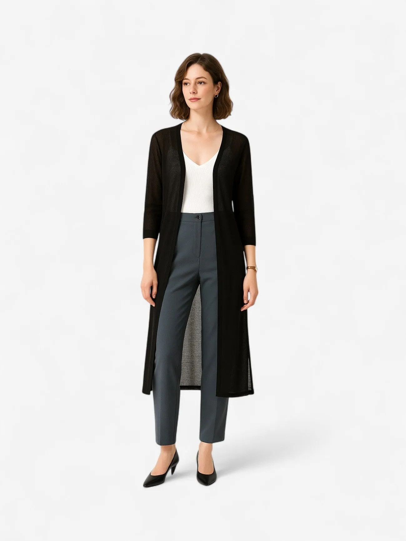 Jada | Women's Lightweight Long Open Front Knitted Vest