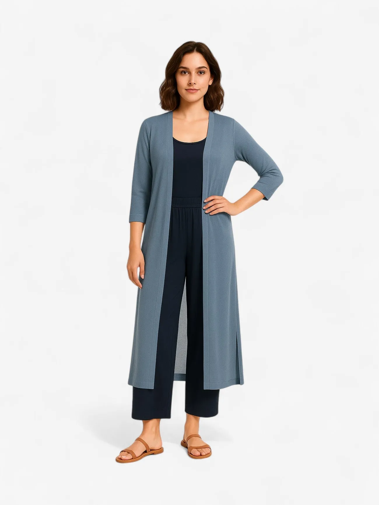 Jada | Women's Lightweight Long Open Front Knitted Vest